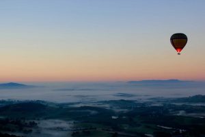 Hot-air balloon at dawn