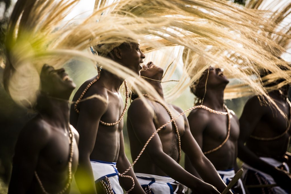 Traditional Intore dancers stir the mood, Bisate Lodge, Rwanda